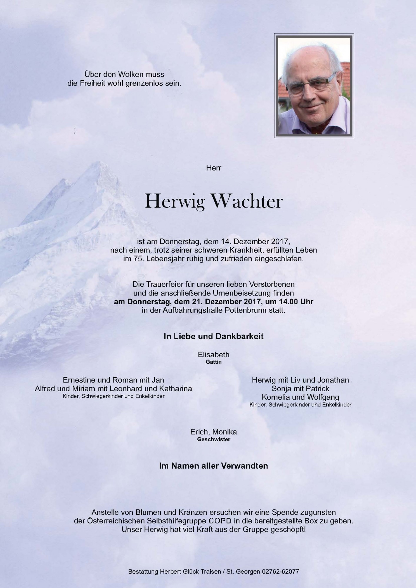 Traueranzeige von Herwig Wachter