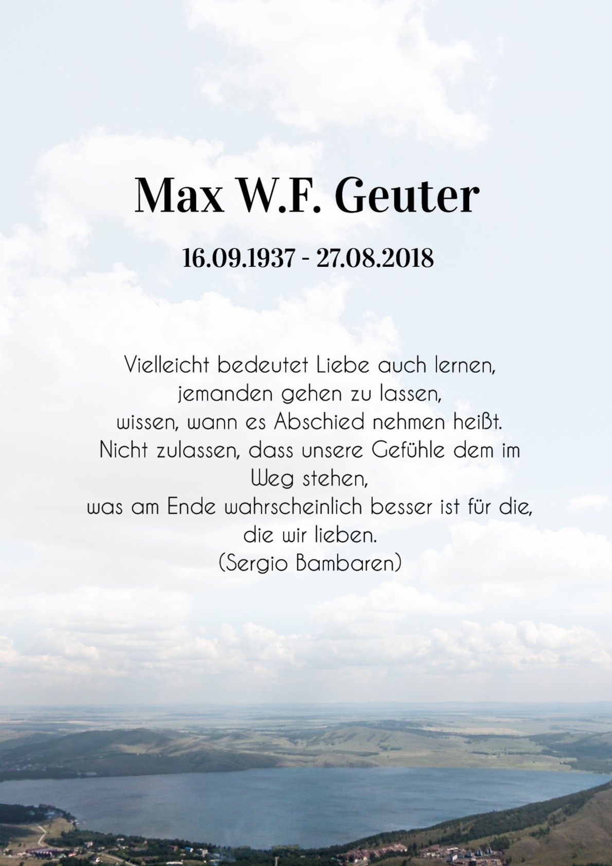 Traueranzeige von Max W.F. Geuter