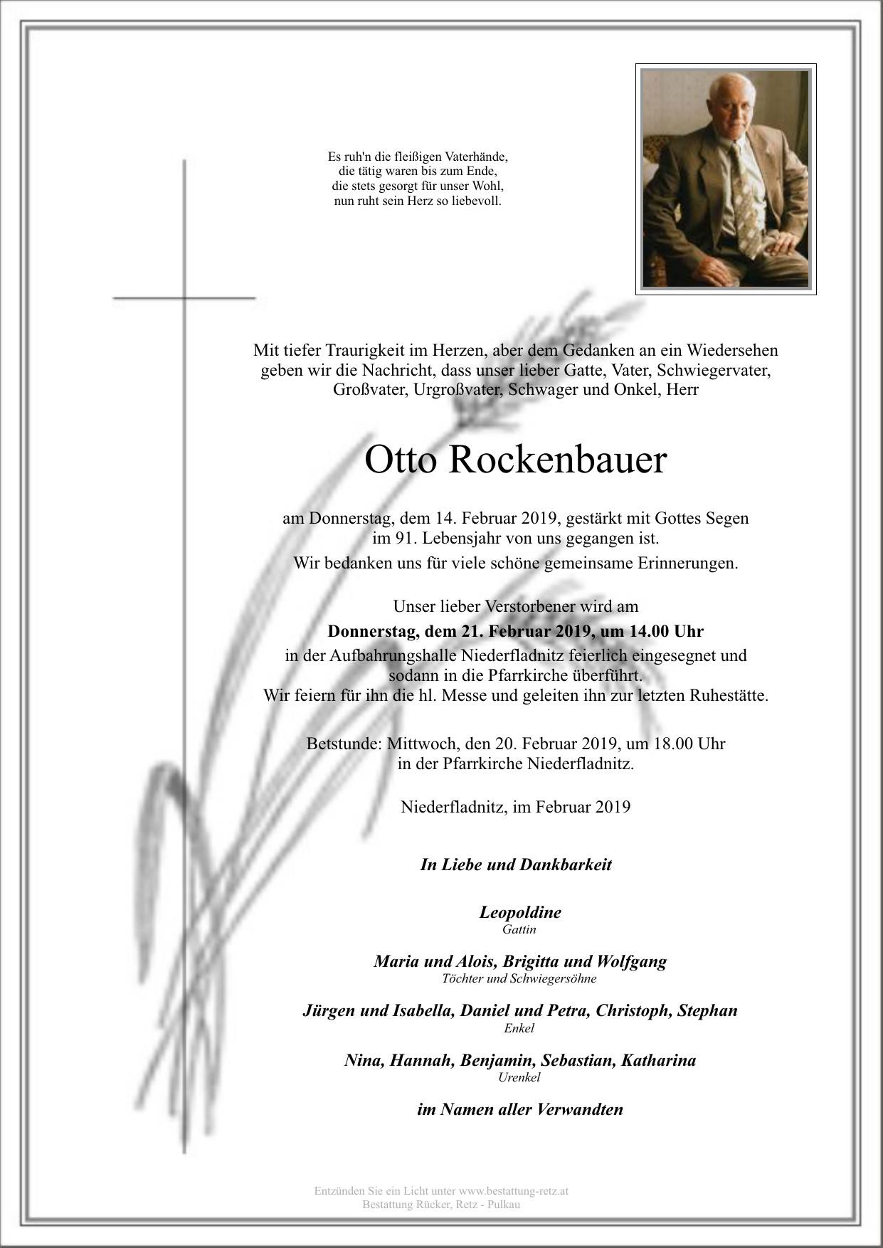 Traueranzeige von Otto Rockenbauer