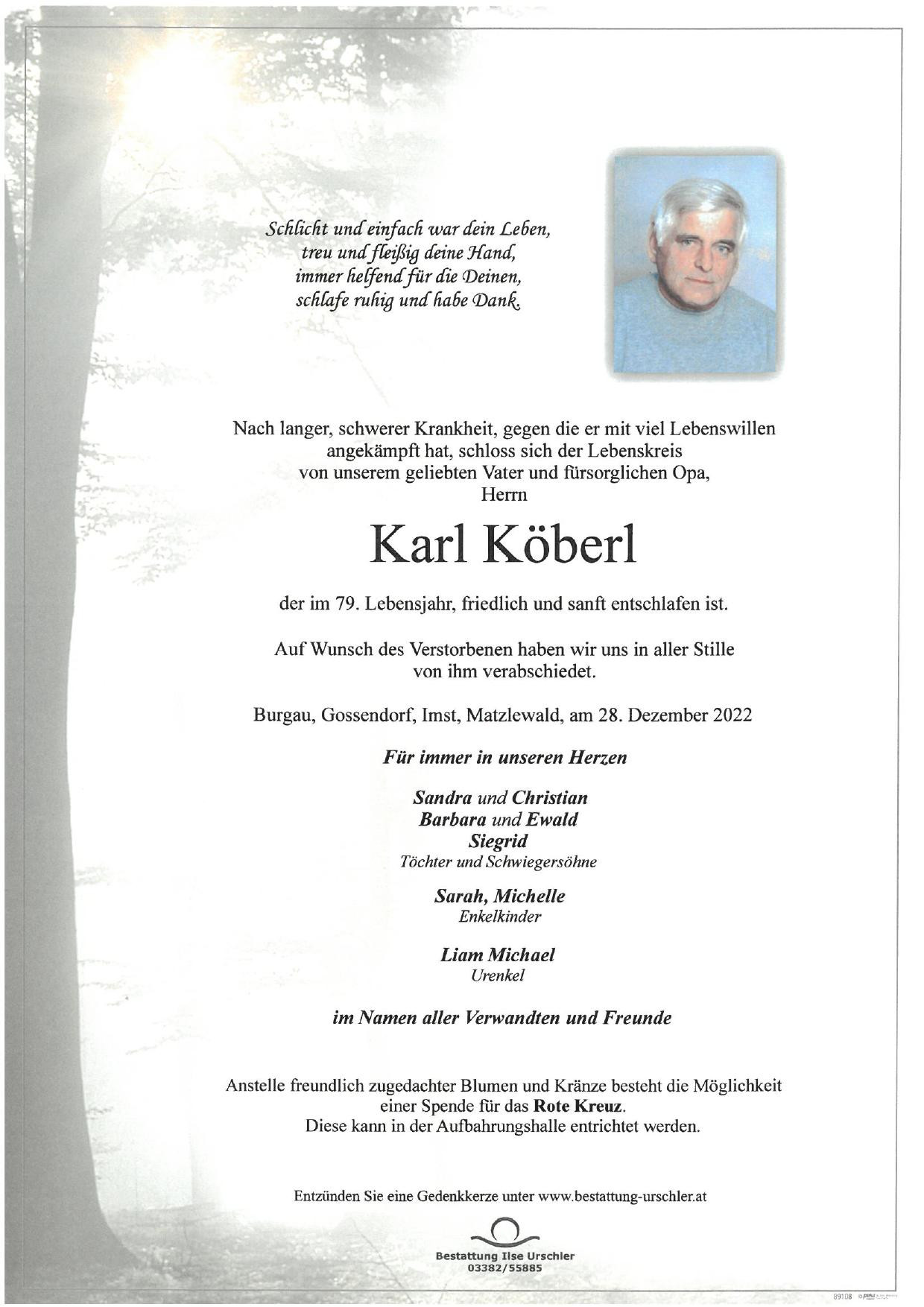 Traueranzeige von Karl Köberl