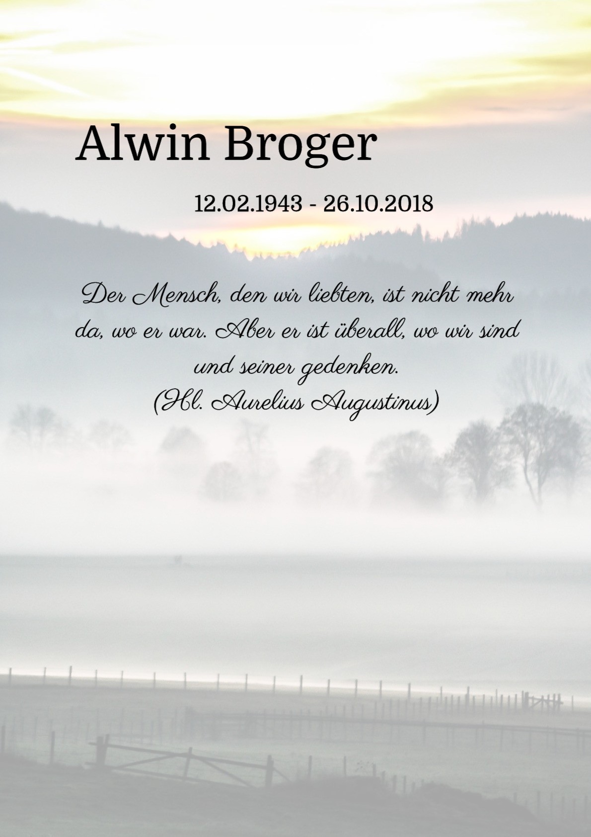 Traueranzeige von Alwin Broger