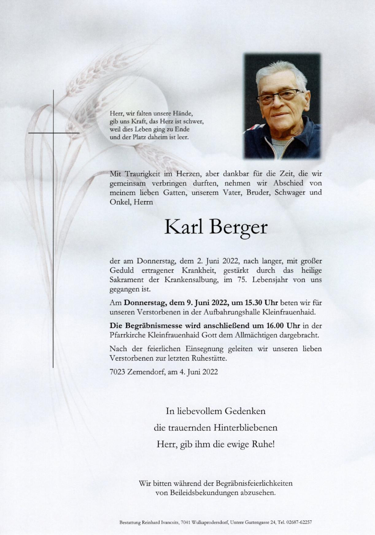 Traueranzeige von Karl Berger