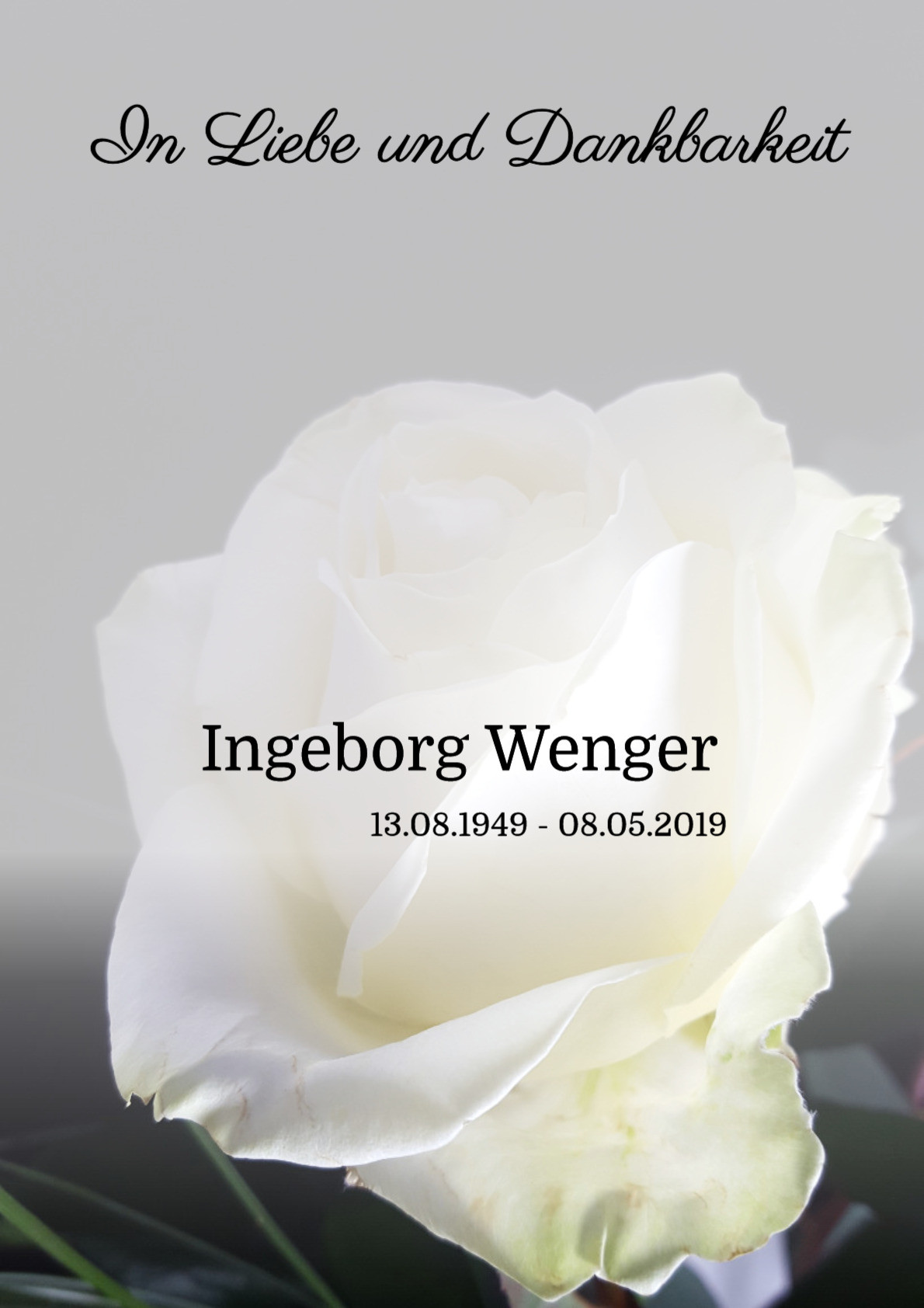 Traueranzeige von Ingeborg Wenger
