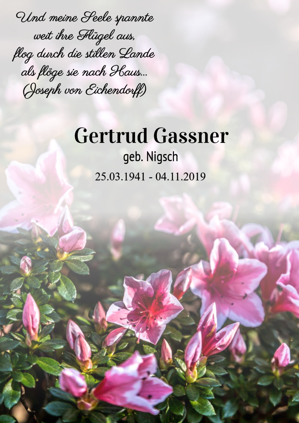 Traueranzeige von Gertrud Gassner
