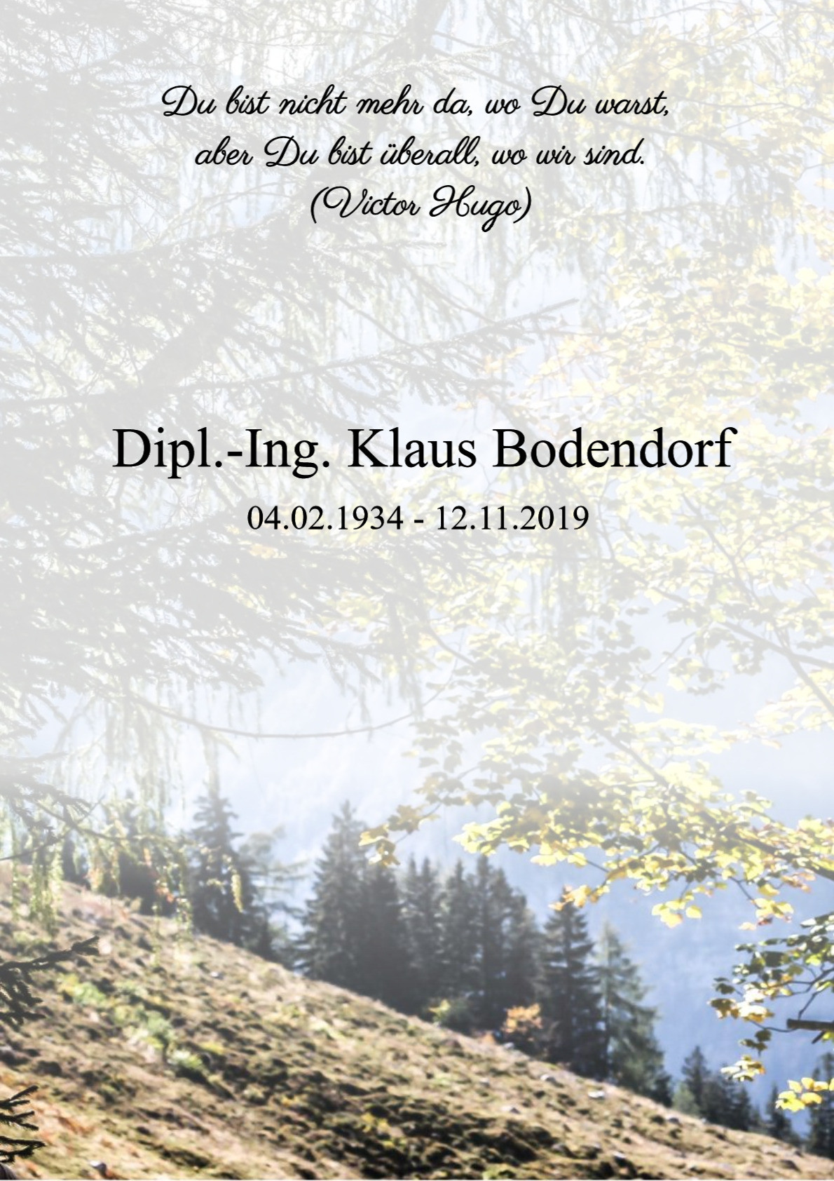 Traueranzeige von Dipl.-Ing. Klaus Bodendorf