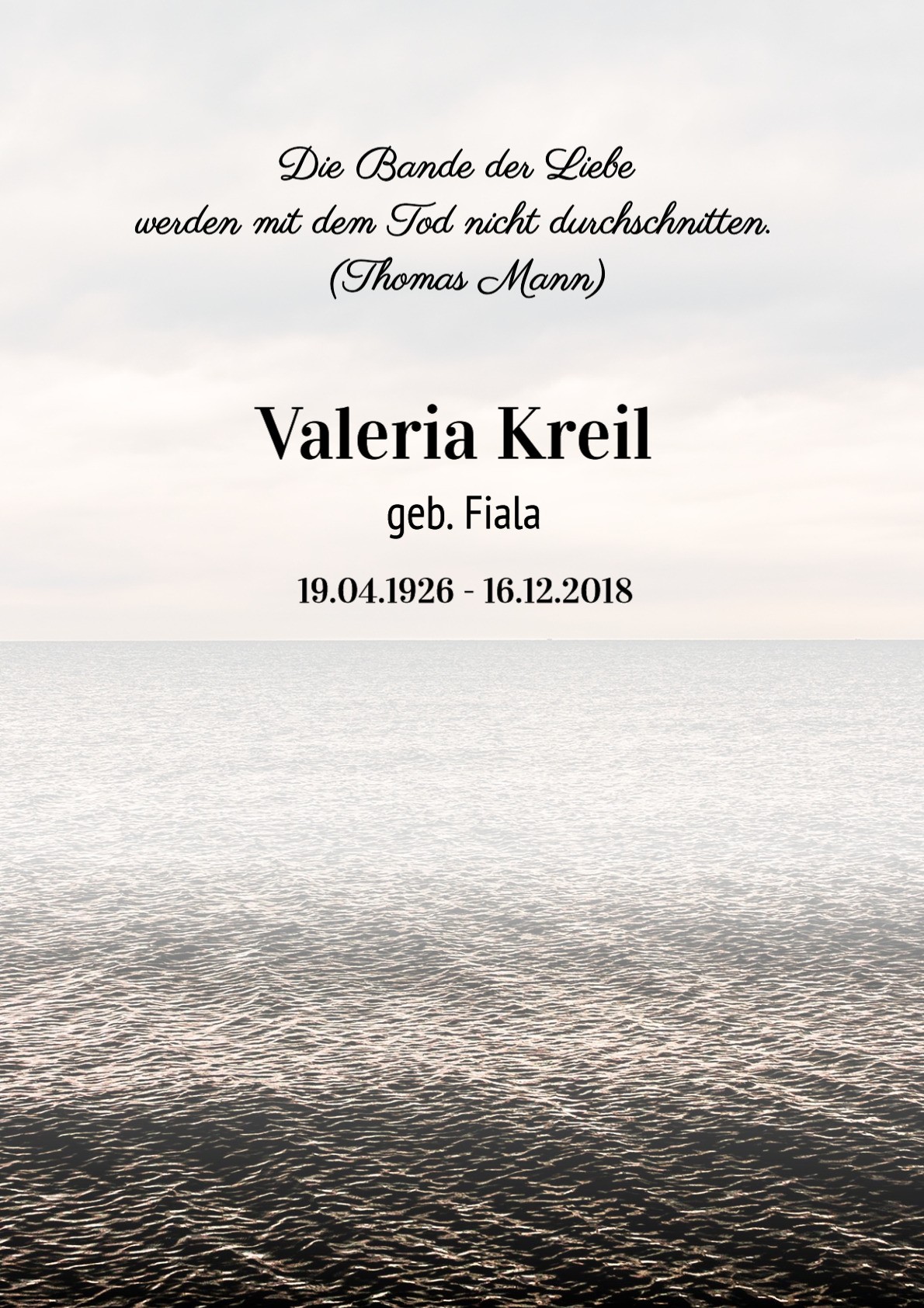 Traueranzeige von Valeria Kreil