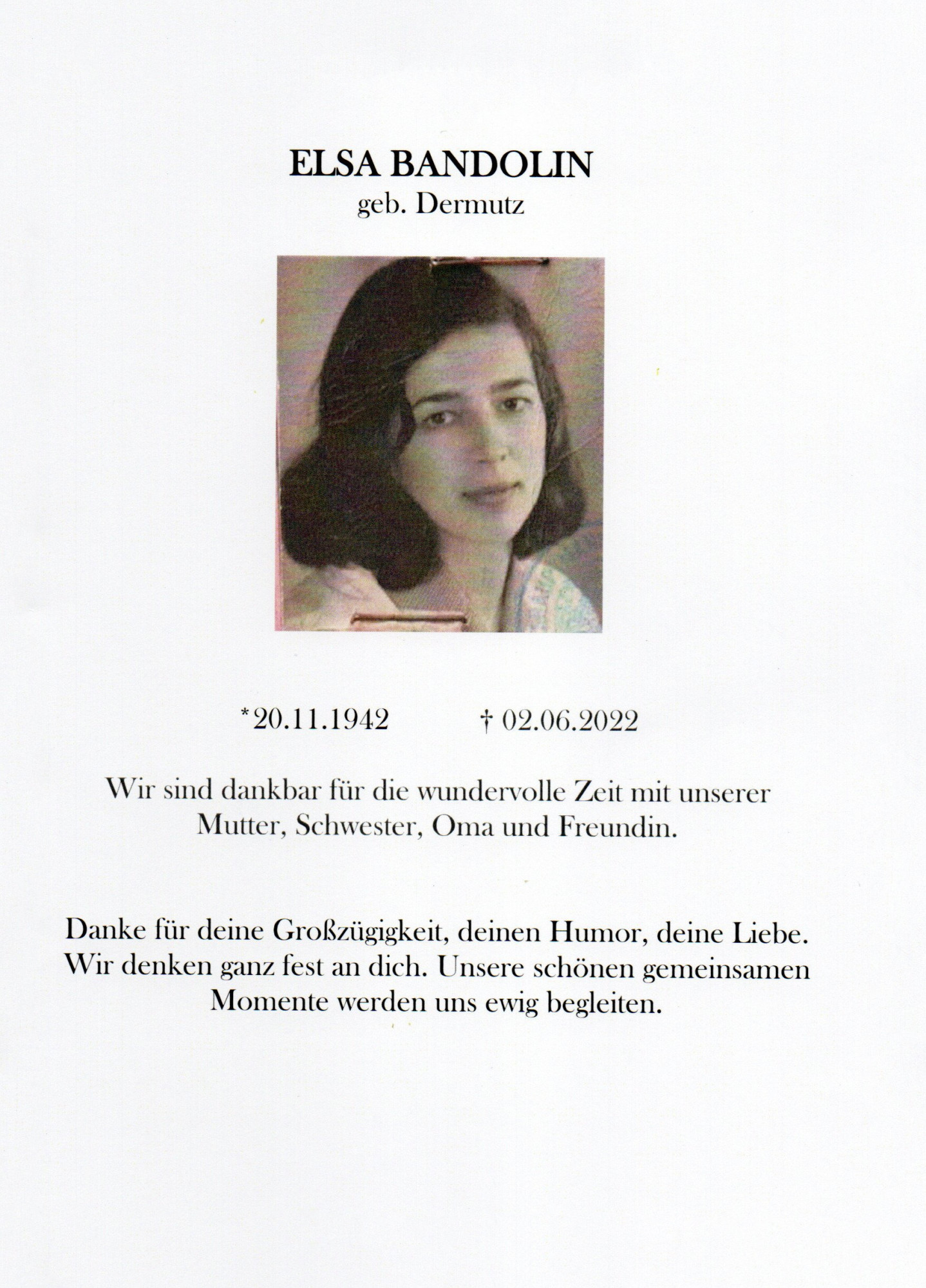 Traueranzeige von Elsa Bandolin