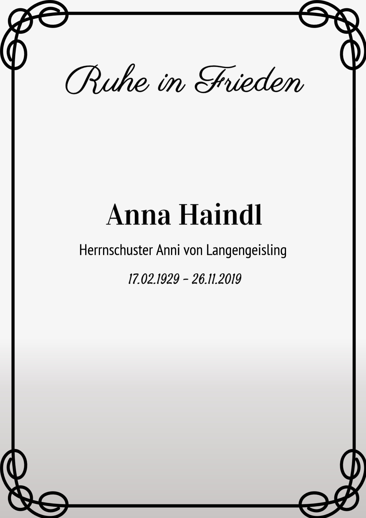 Traueranzeige von Anna Haindl
