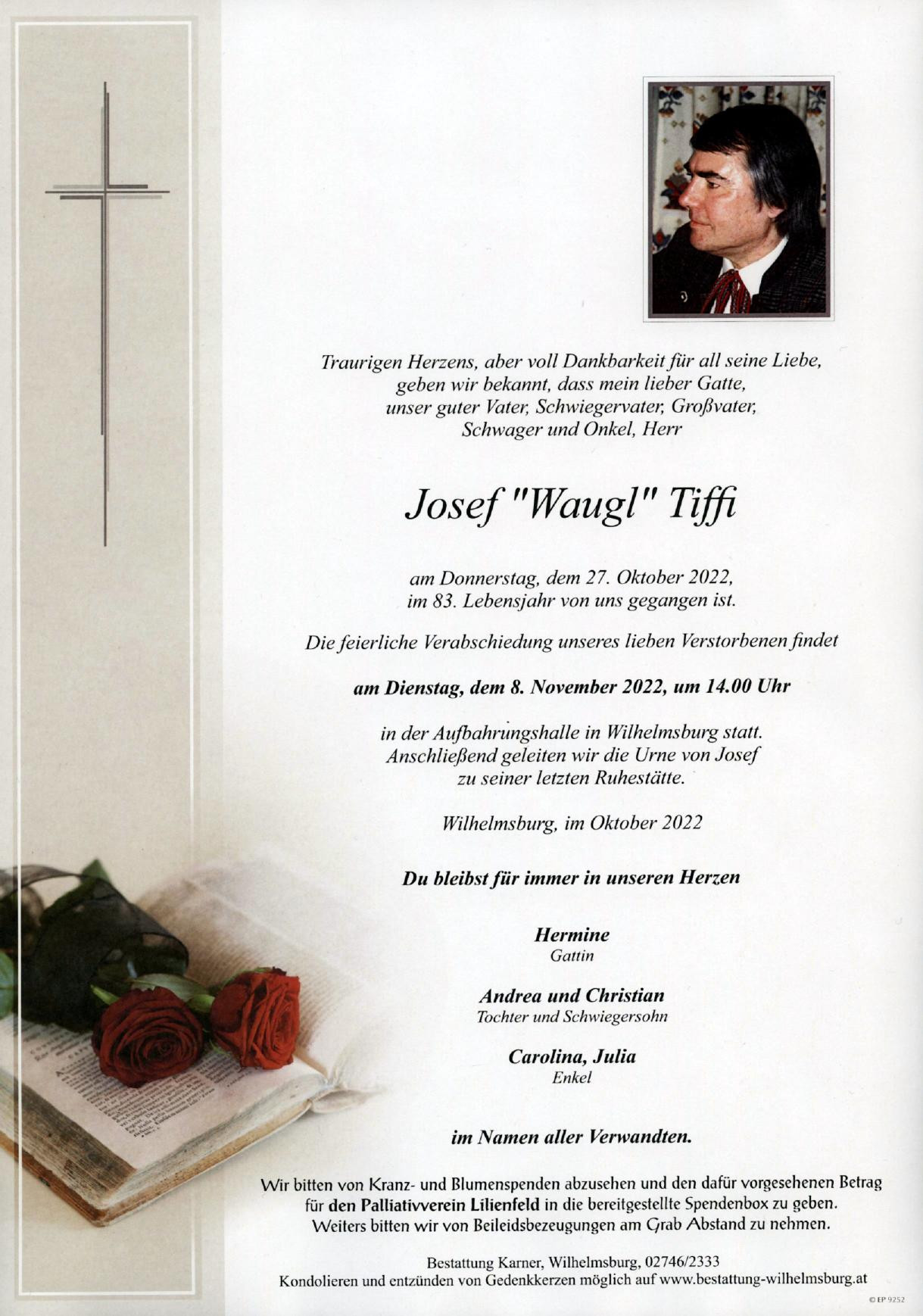Traueranzeige von Josef "Waugl" Tiffi