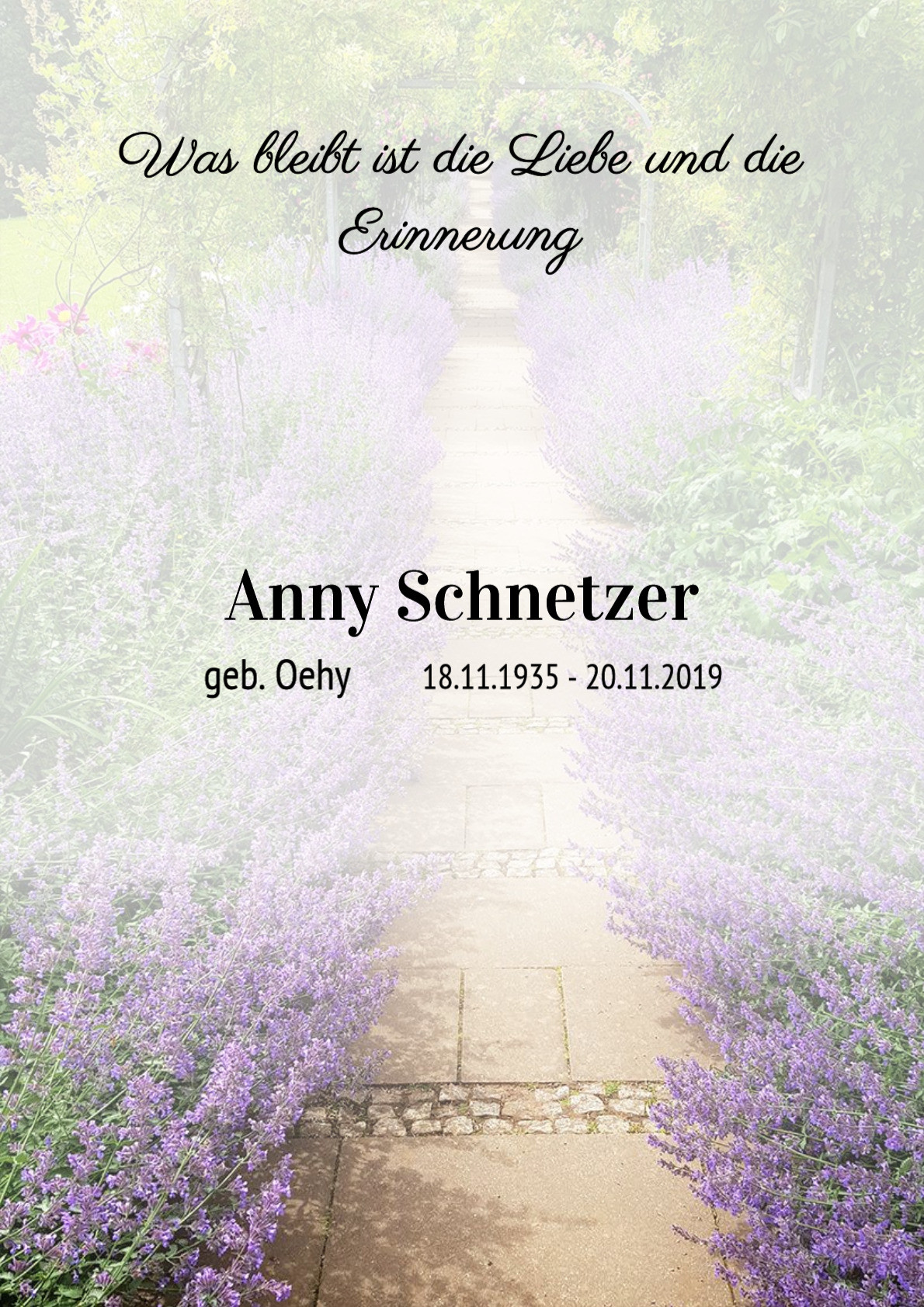 Traueranzeige von Anny Schnetzer