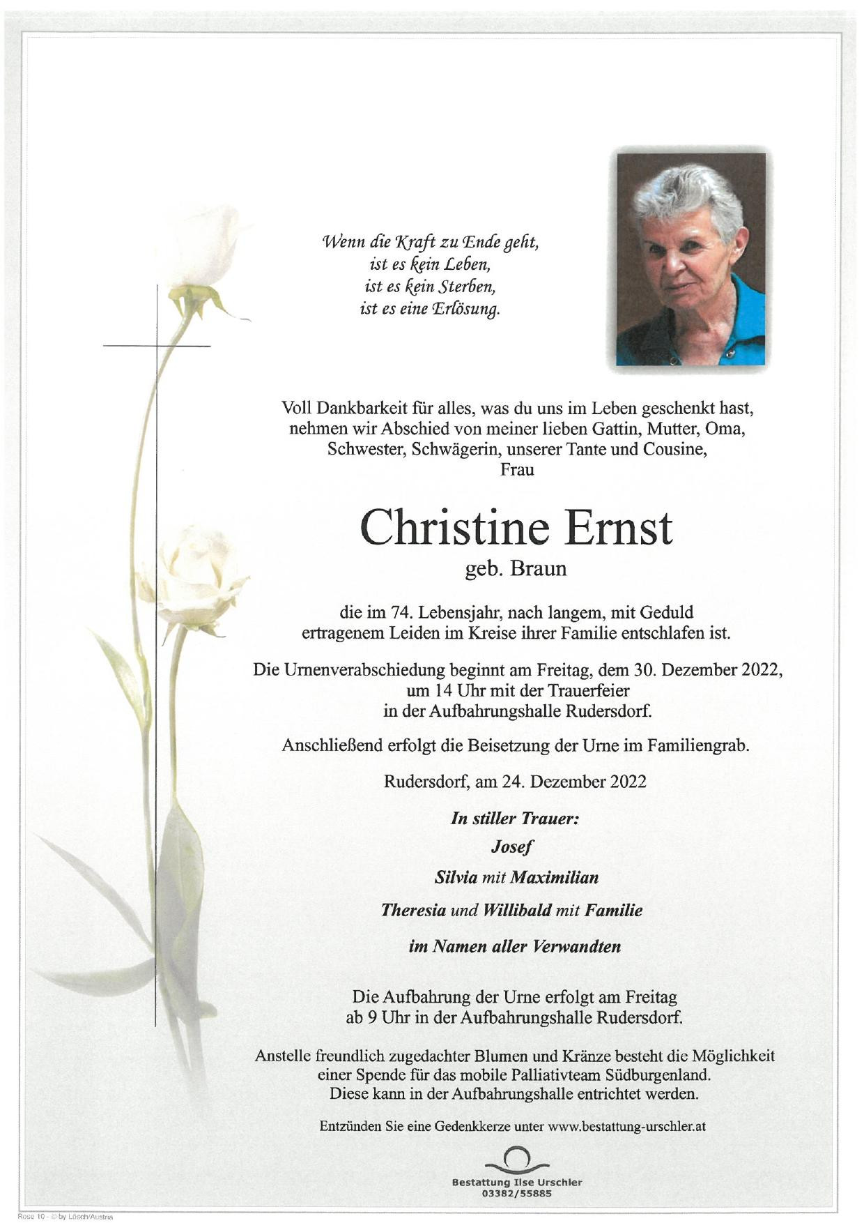 Traueranzeige von Christine Ernst