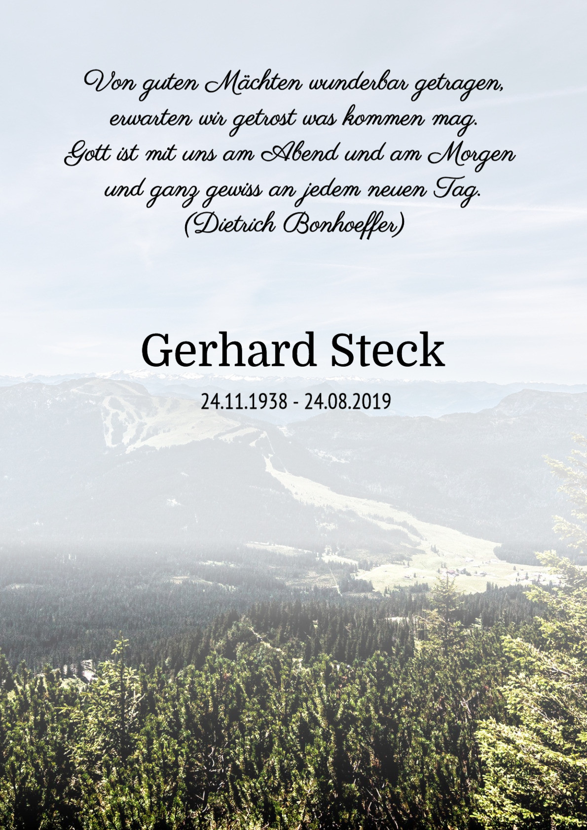 Traueranzeige von Gerhard Steck