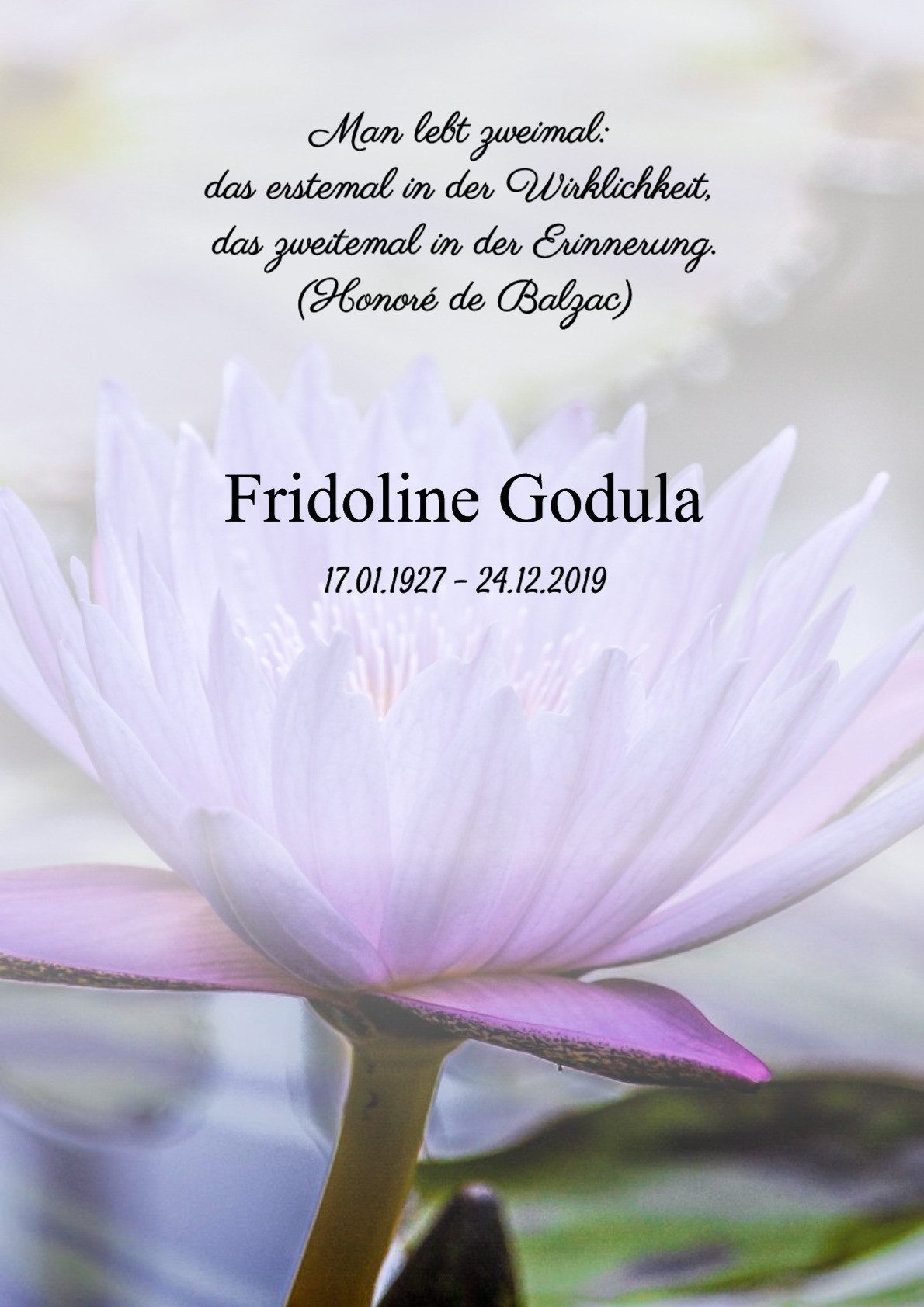 Traueranzeige von Fridoline Godula
