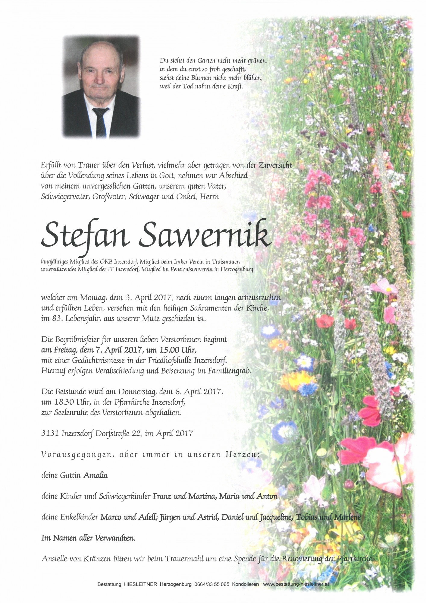 Traueranzeige von Stefan Sawernik