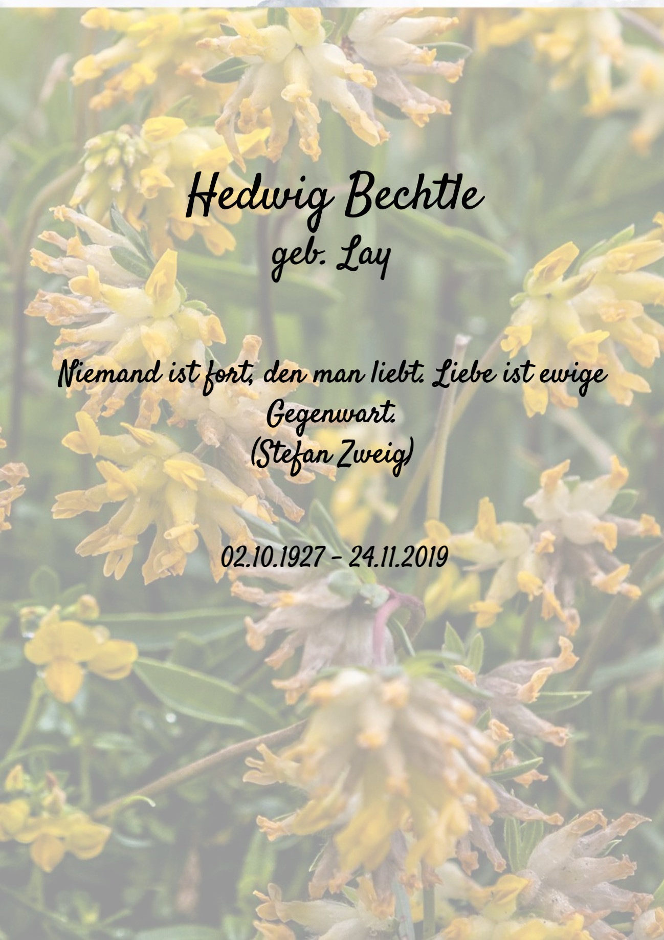 Traueranzeige von Hedwig Bechtle