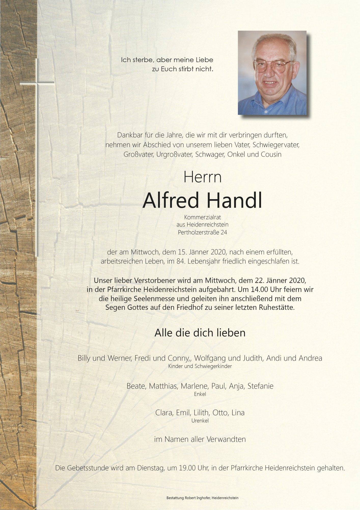 Traueranzeige von Alfred Handl