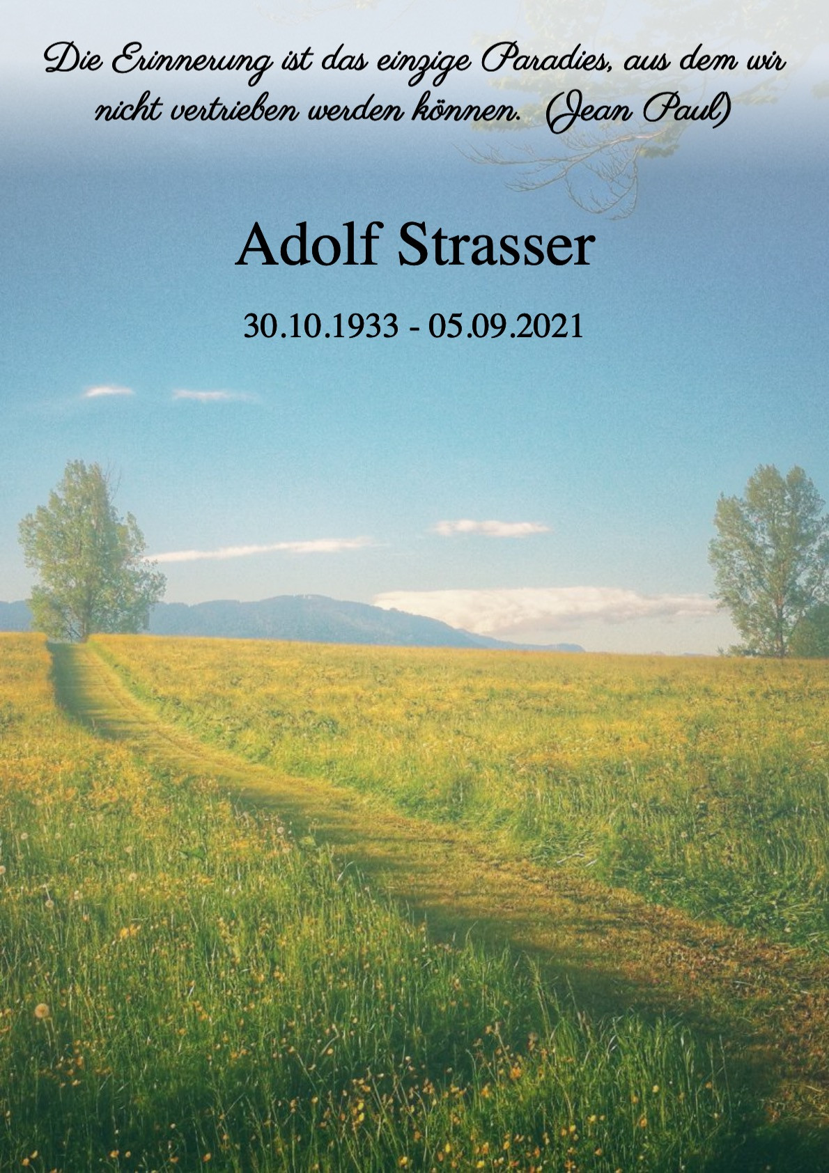 Traueranzeige von Adolf Strasser