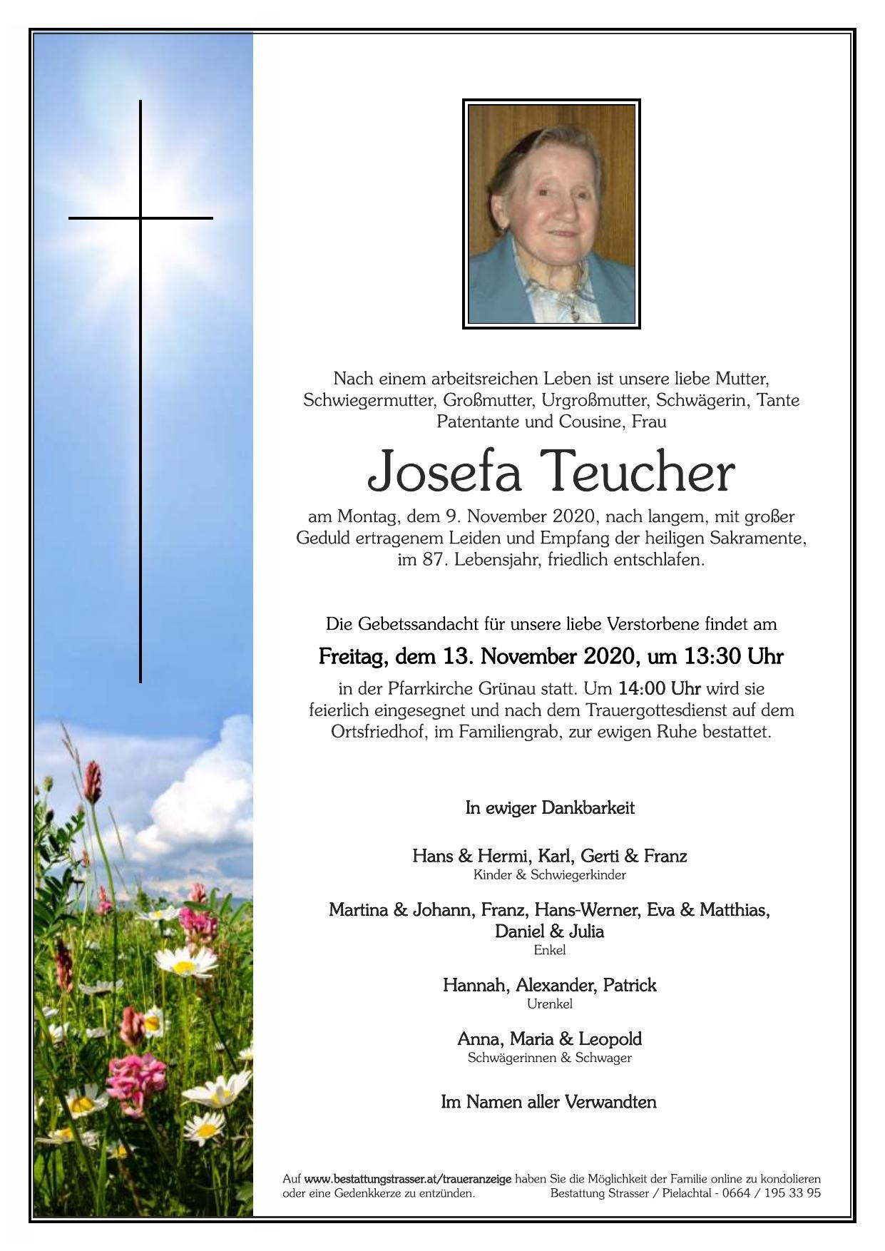 Traueranzeige von Josefa Teucher