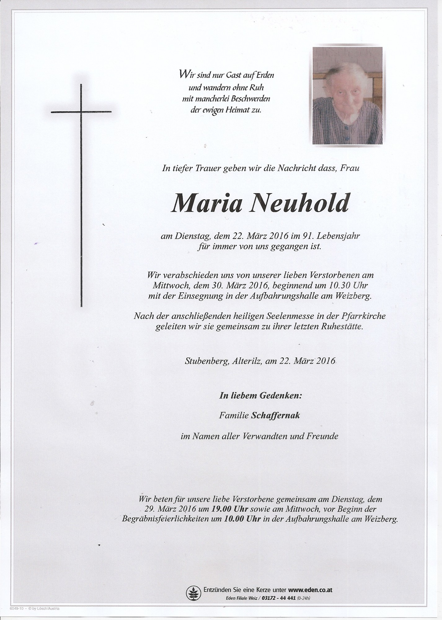 Traueranzeige von Maria Neuhold