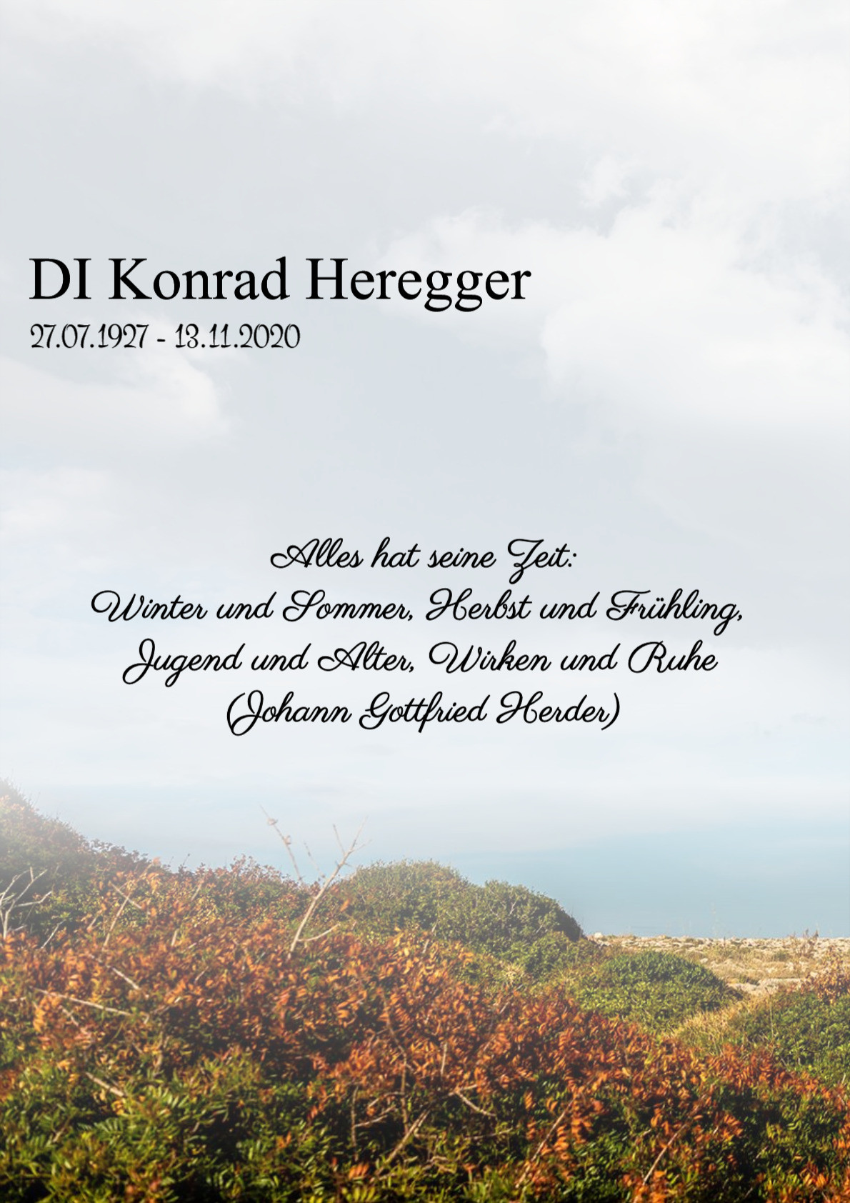 Traueranzeige von DI Konrad Heregger