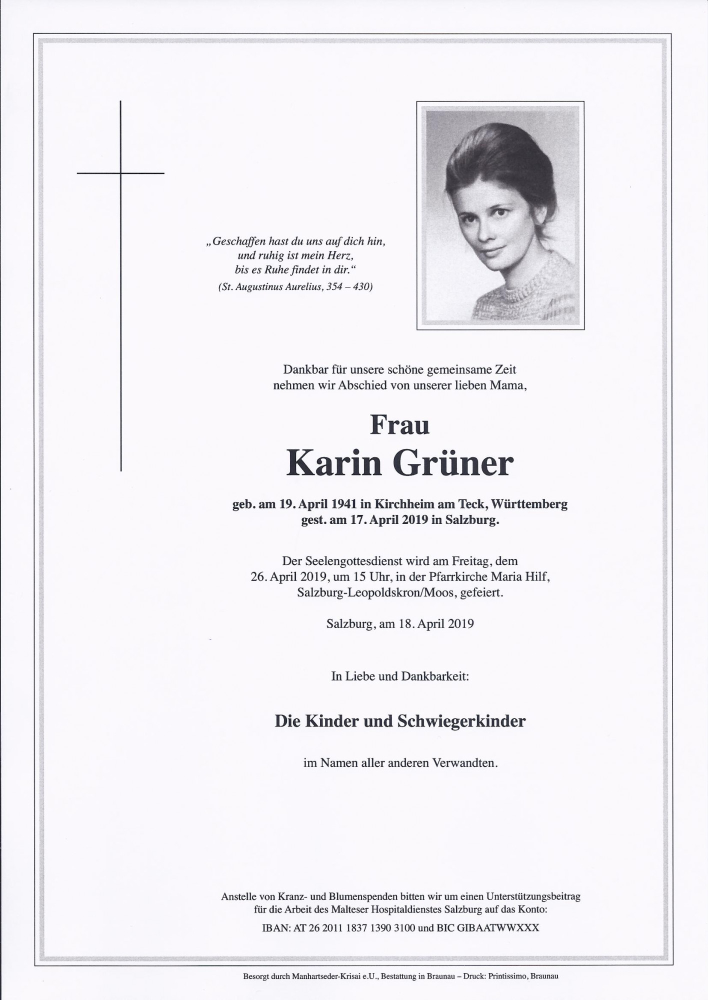 Traueranzeige von Karin Grüner
