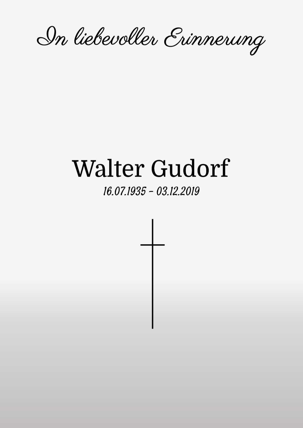 Traueranzeige von Walter Gudorf