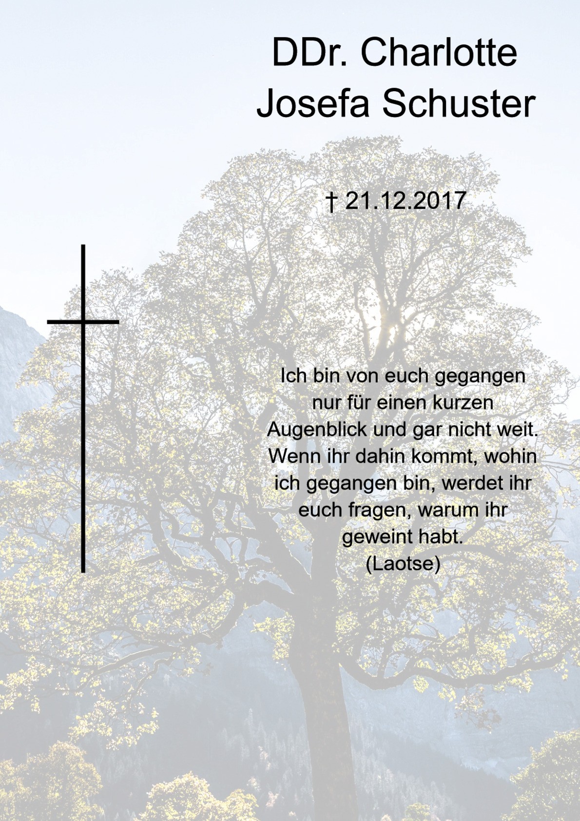 Traueranzeige von DDr. Charlotte Josefa Schuster