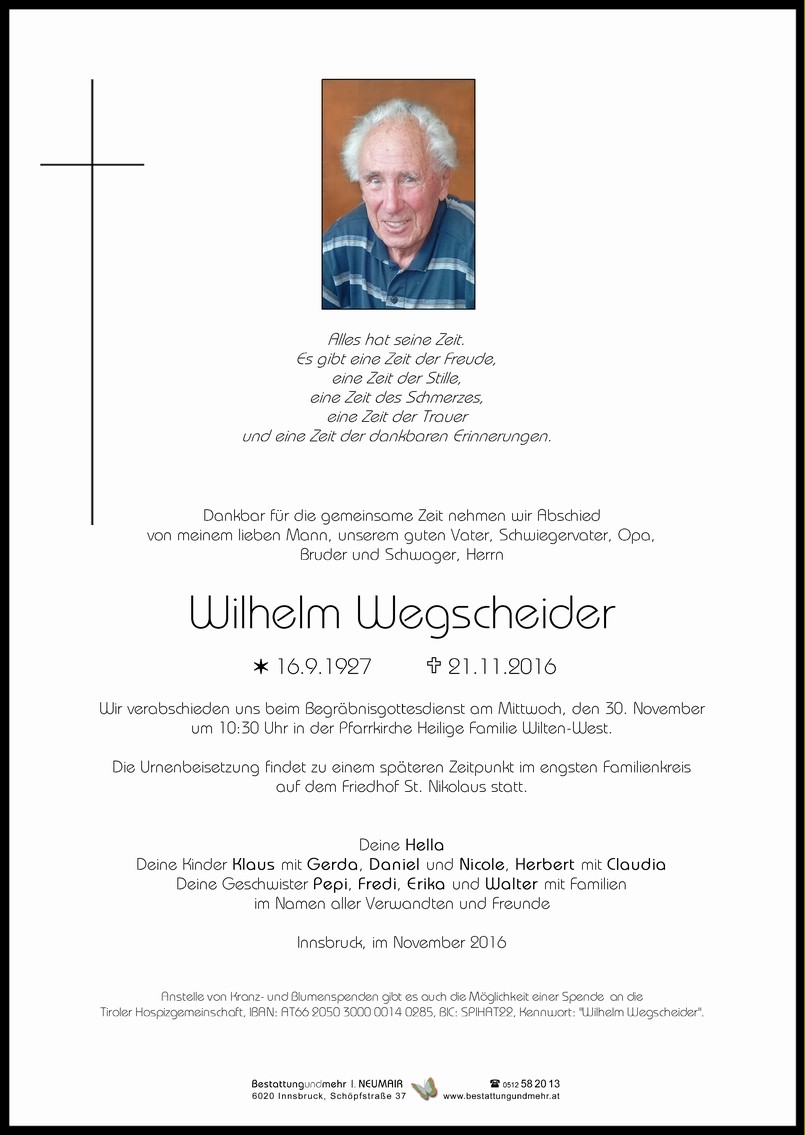 Traueranzeige von Wilhelm Wegscheider