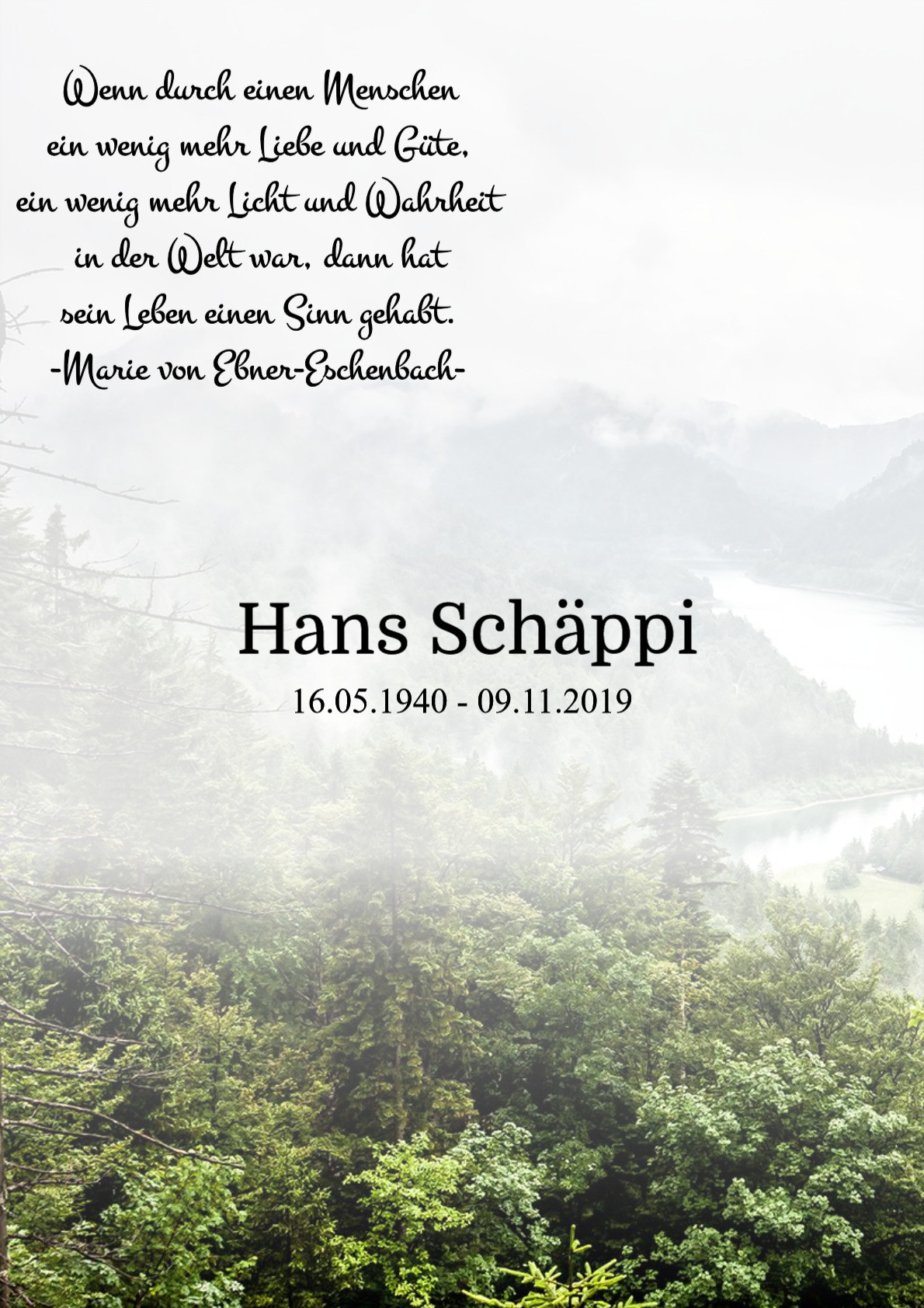 Traueranzeige von Hans Schäppi