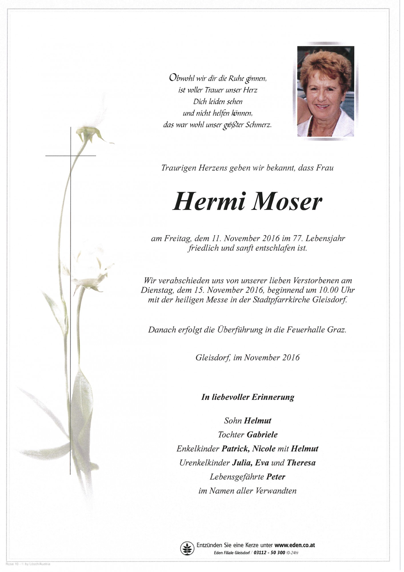 Traueranzeige von Hermi Moser