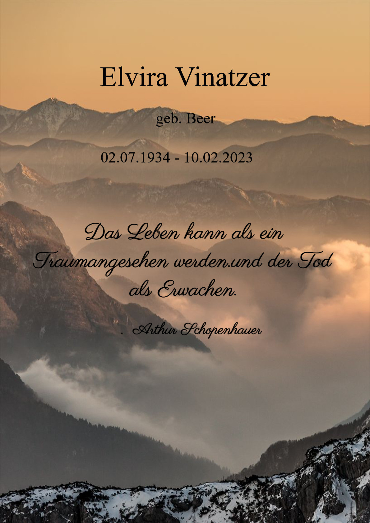 Traueranzeige von Elvira Vinatzer
