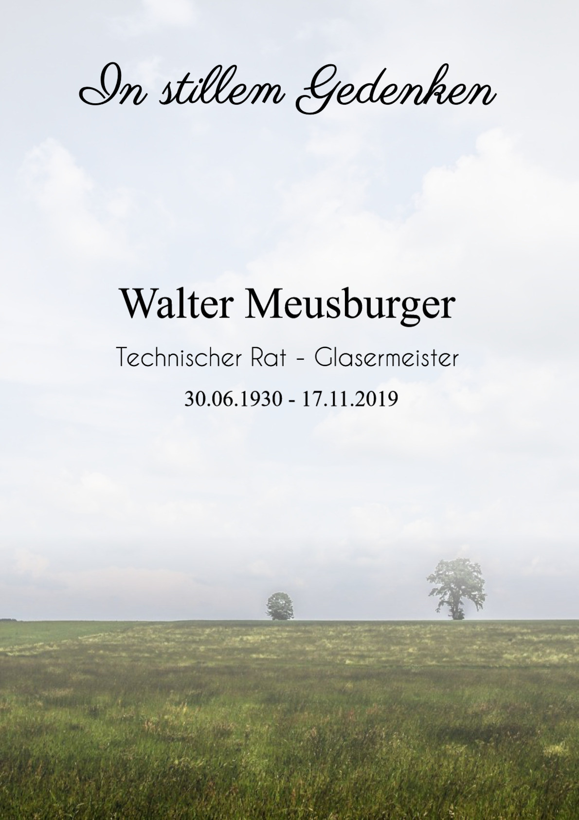 Traueranzeige von Walter Meusburger
