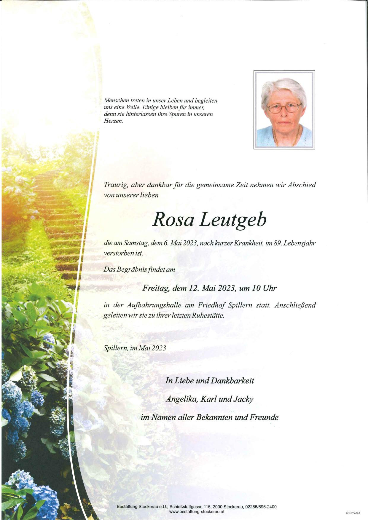 Traueranzeige von Rosa Leutgeb