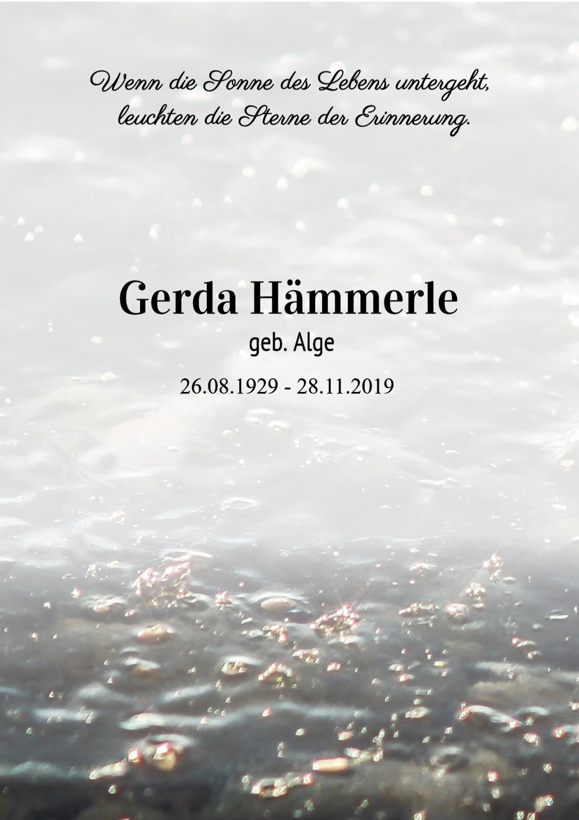 Traueranzeige von Gerda Hämmerle
