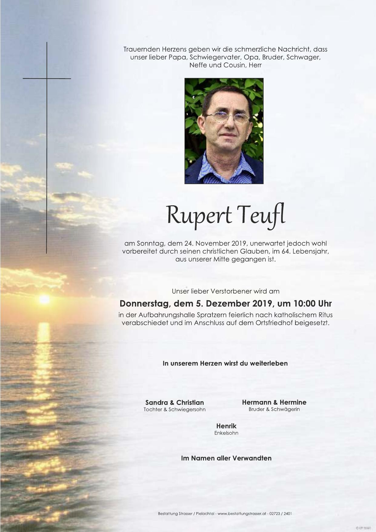Traueranzeige von Rupert Teufl
