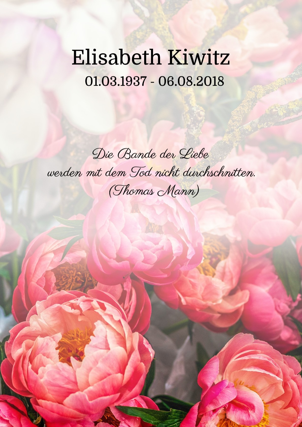 Traueranzeige von Elisabeth Kiwitz