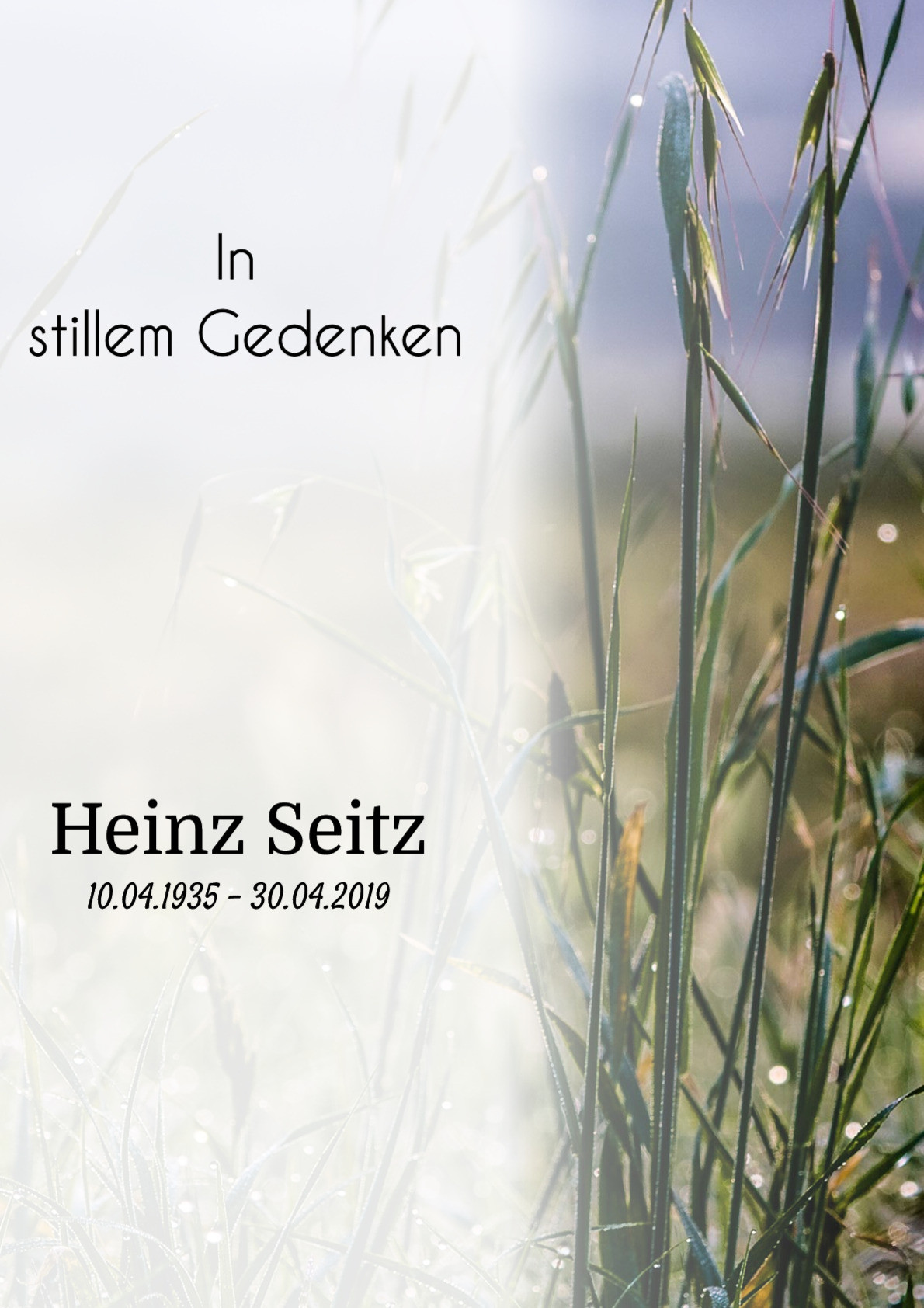 Traueranzeige von Heinz Seitz