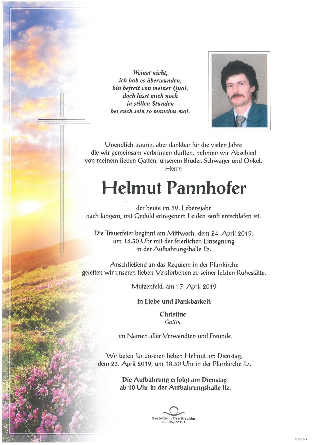 Traueranzeige von Helmut Pannhofer