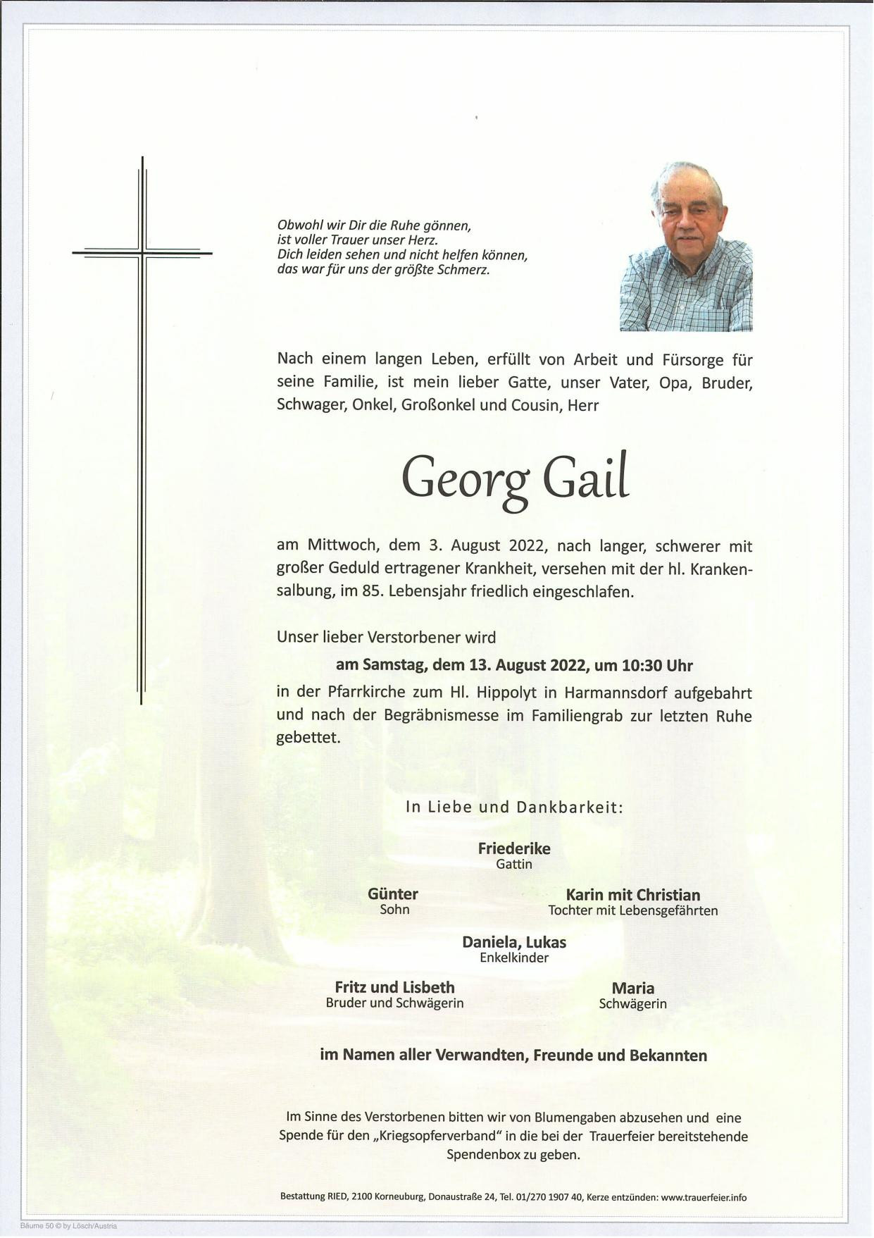 Traueranzeige von Georg Gail