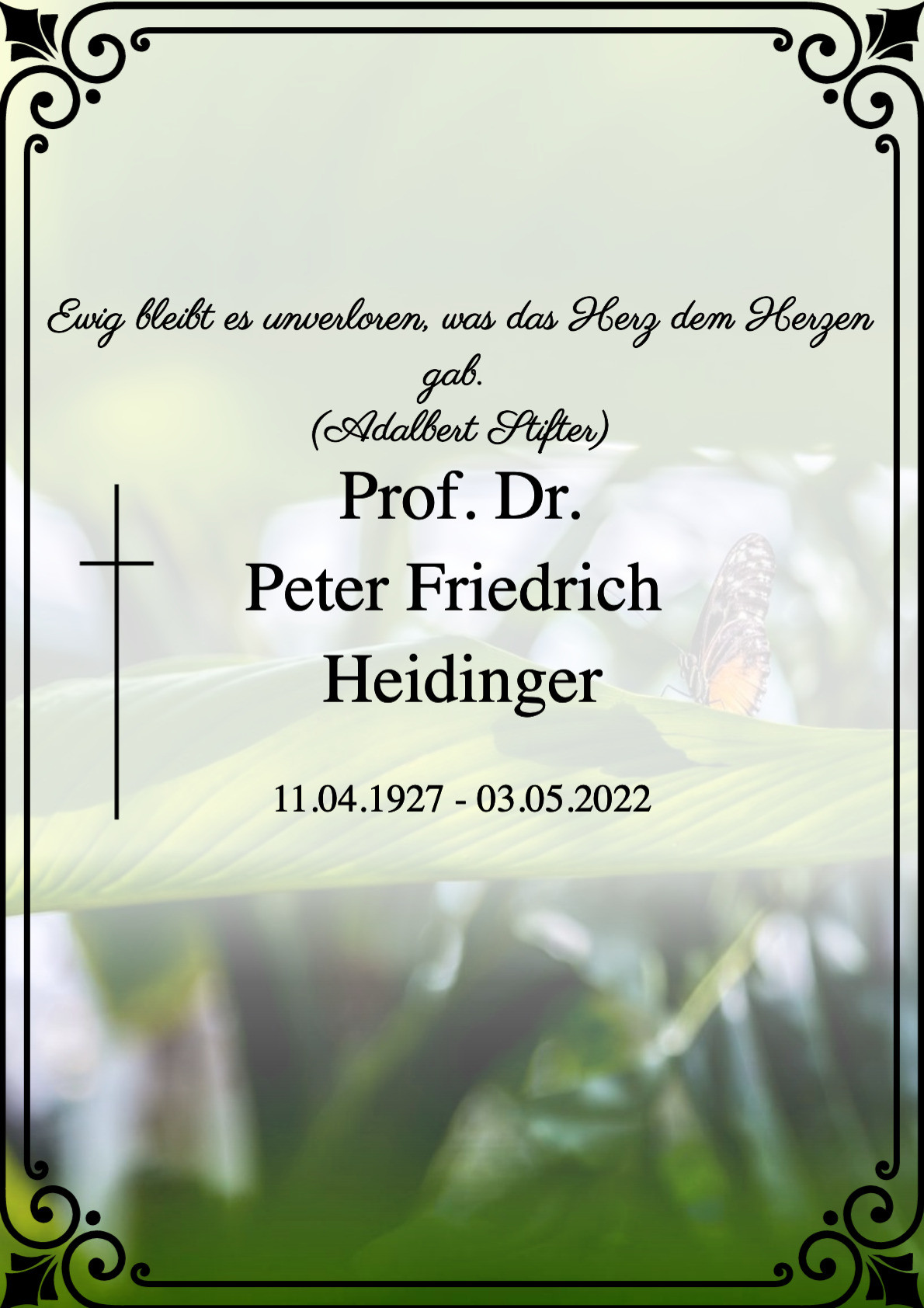 Traueranzeige von Prof. Dr. Peter Friedrich Heidinger