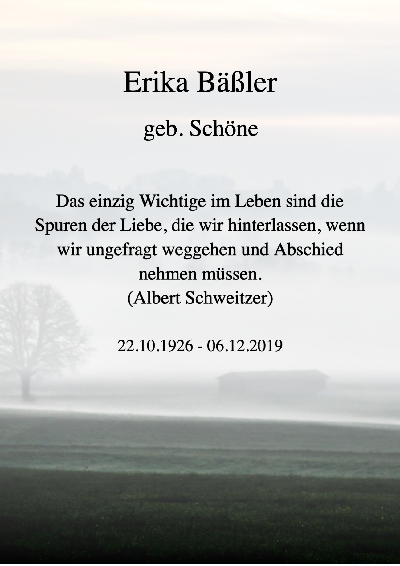 Traueranzeige von Erika Bäßler