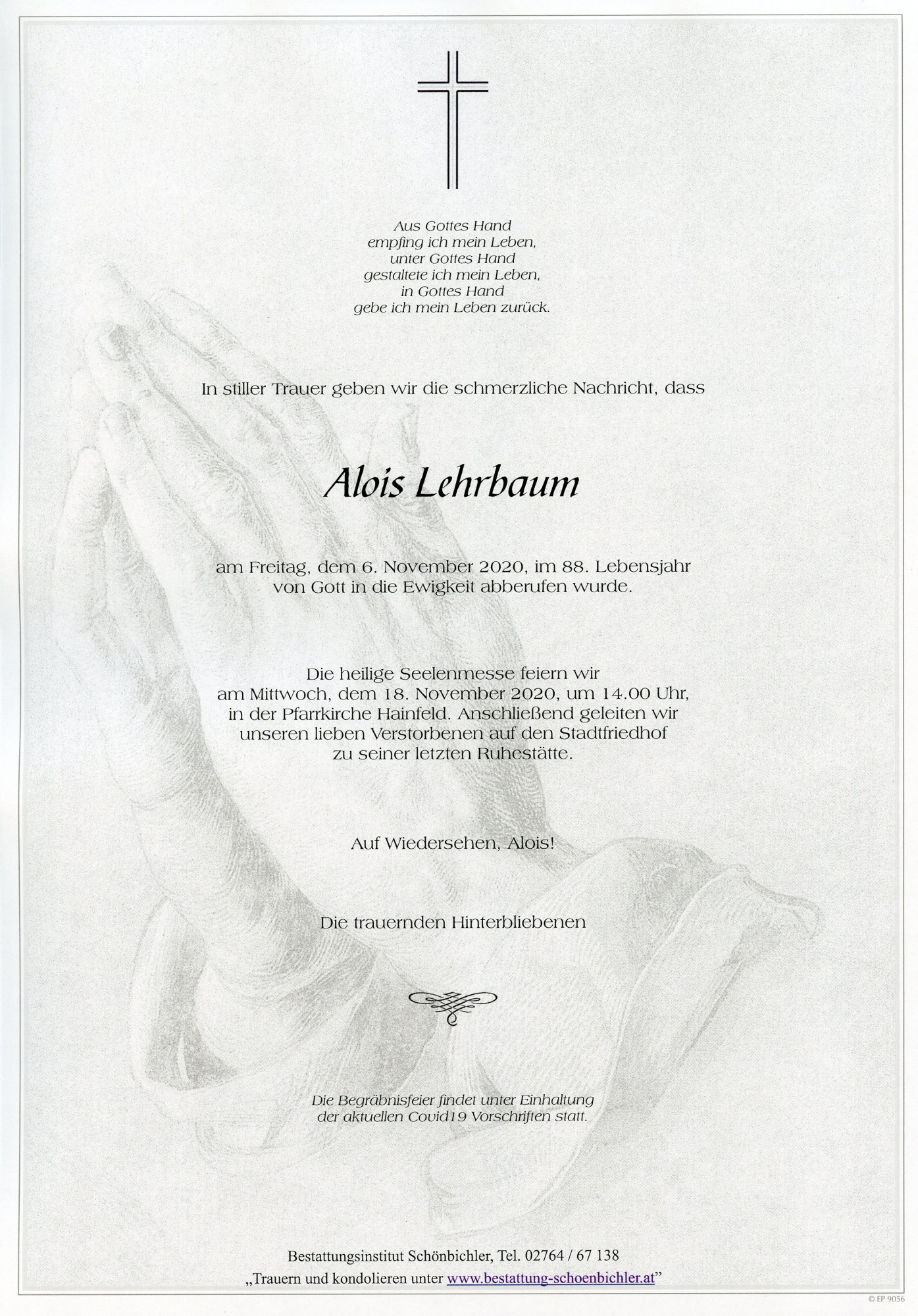 Traueranzeige von Alois Lehrbaum