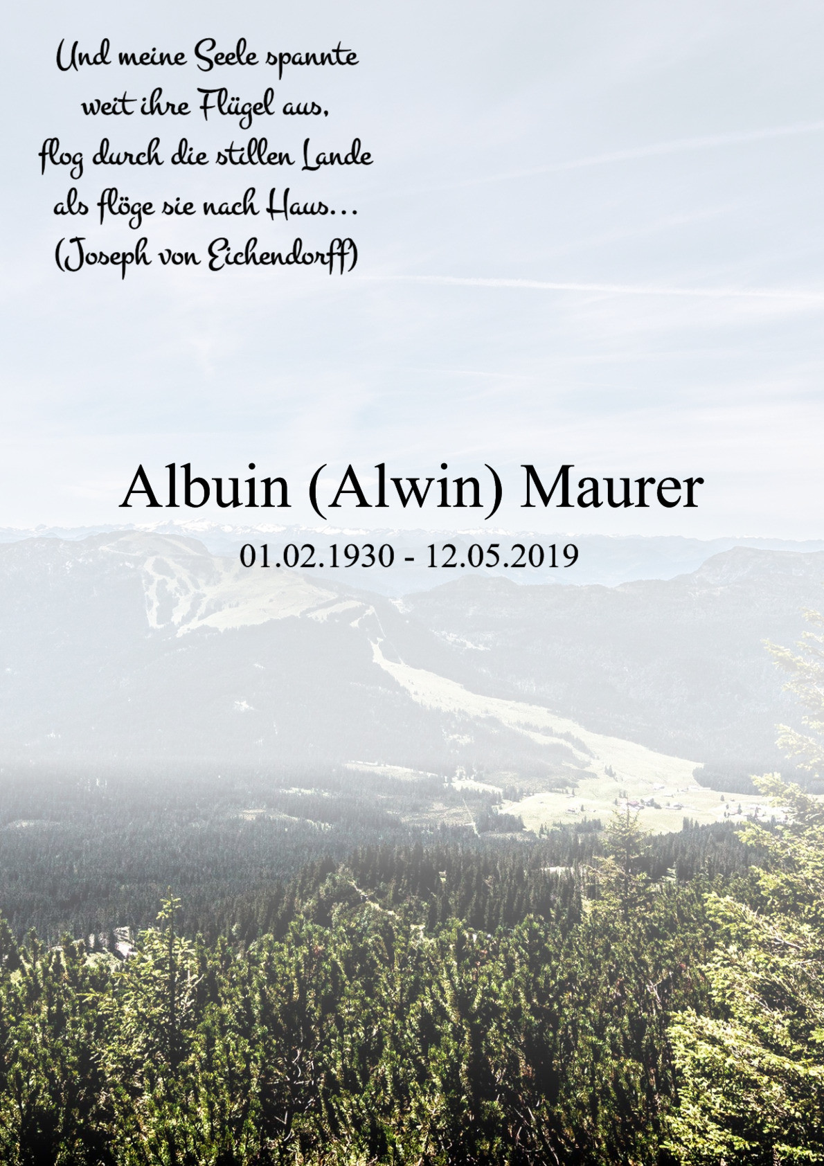 Traueranzeige von Albuin (Alwin) Maurer