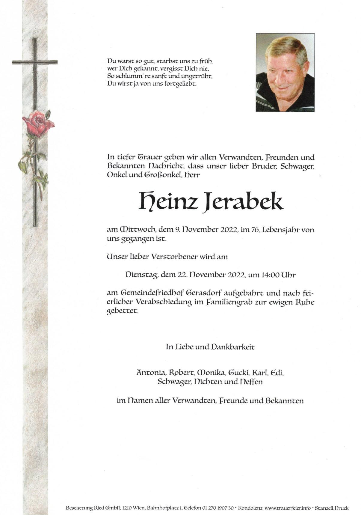 Traueranzeige von Heinrich Jerabek