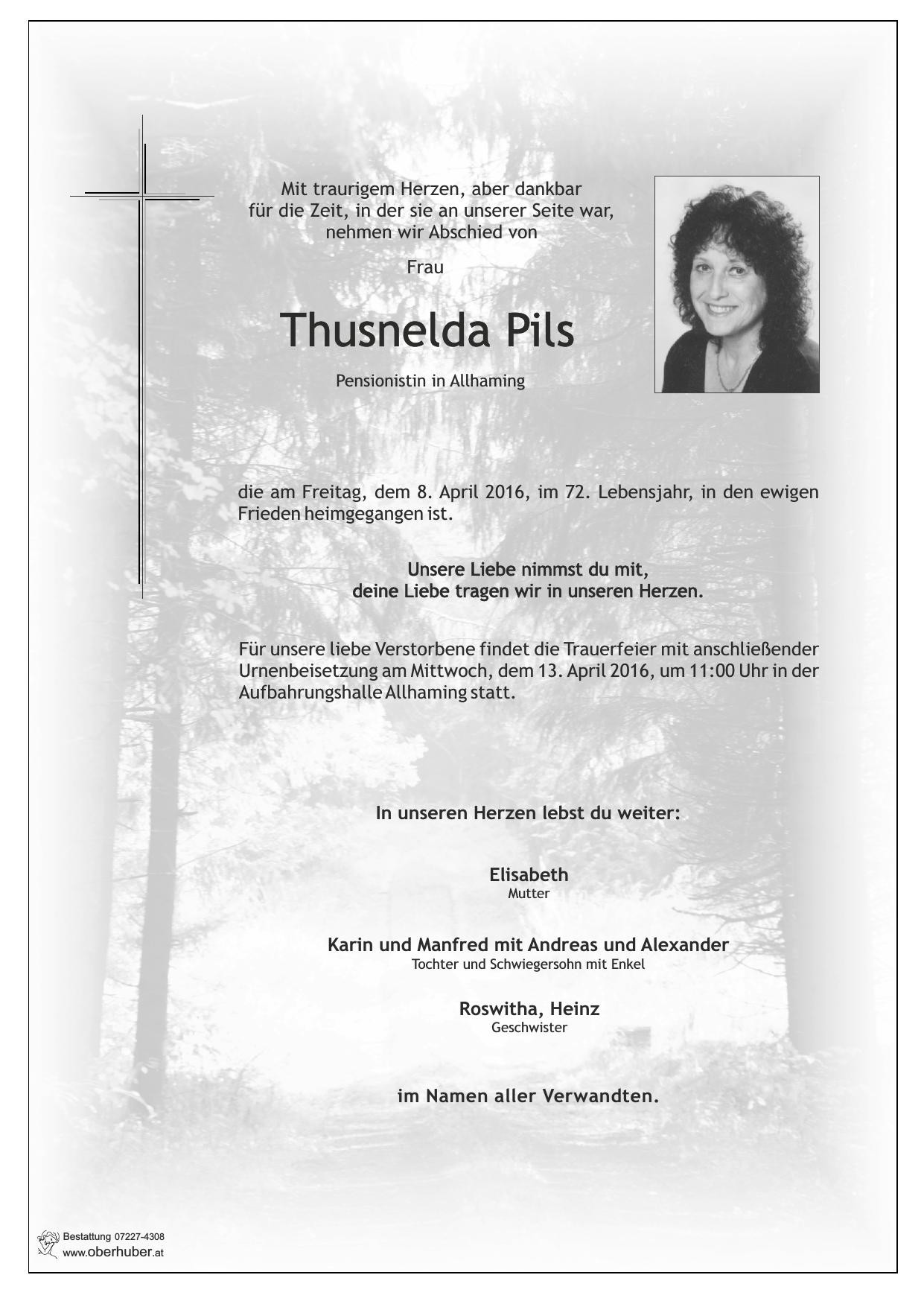 Traueranzeige von Thusnelda Pils