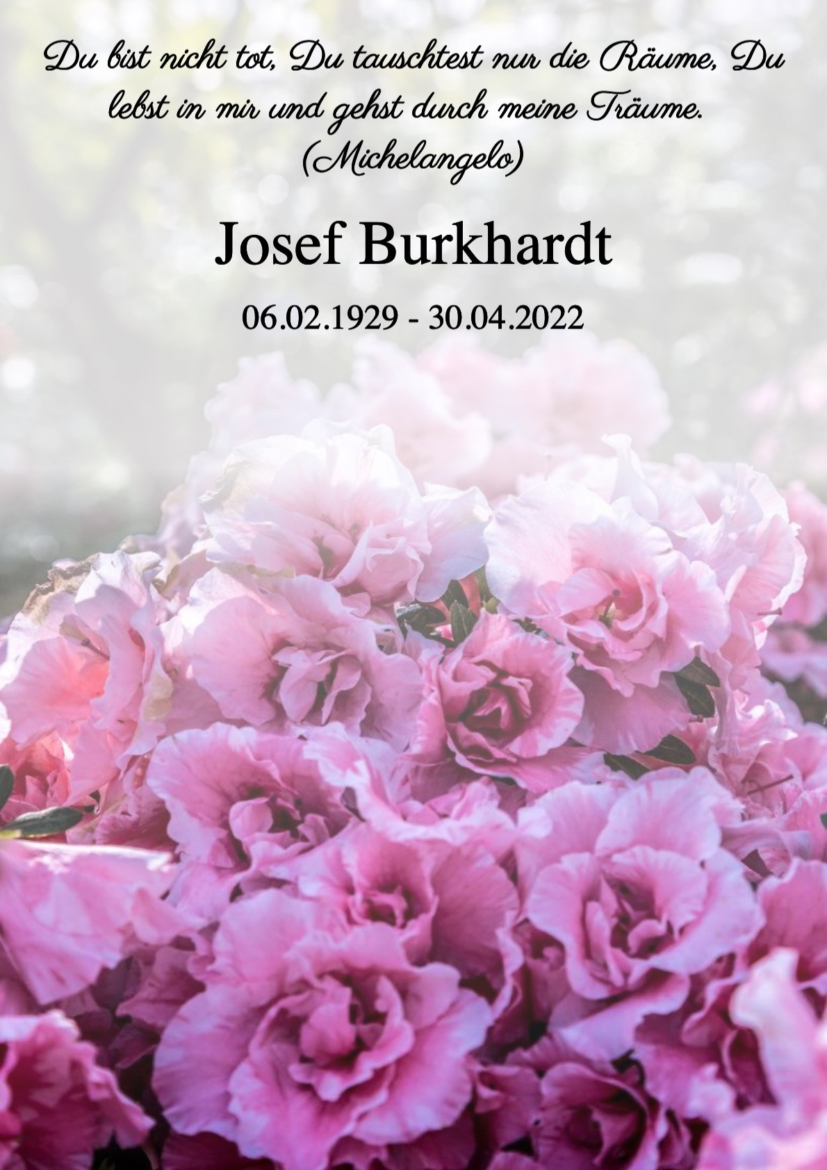 Traueranzeige von Josef Burkhardt