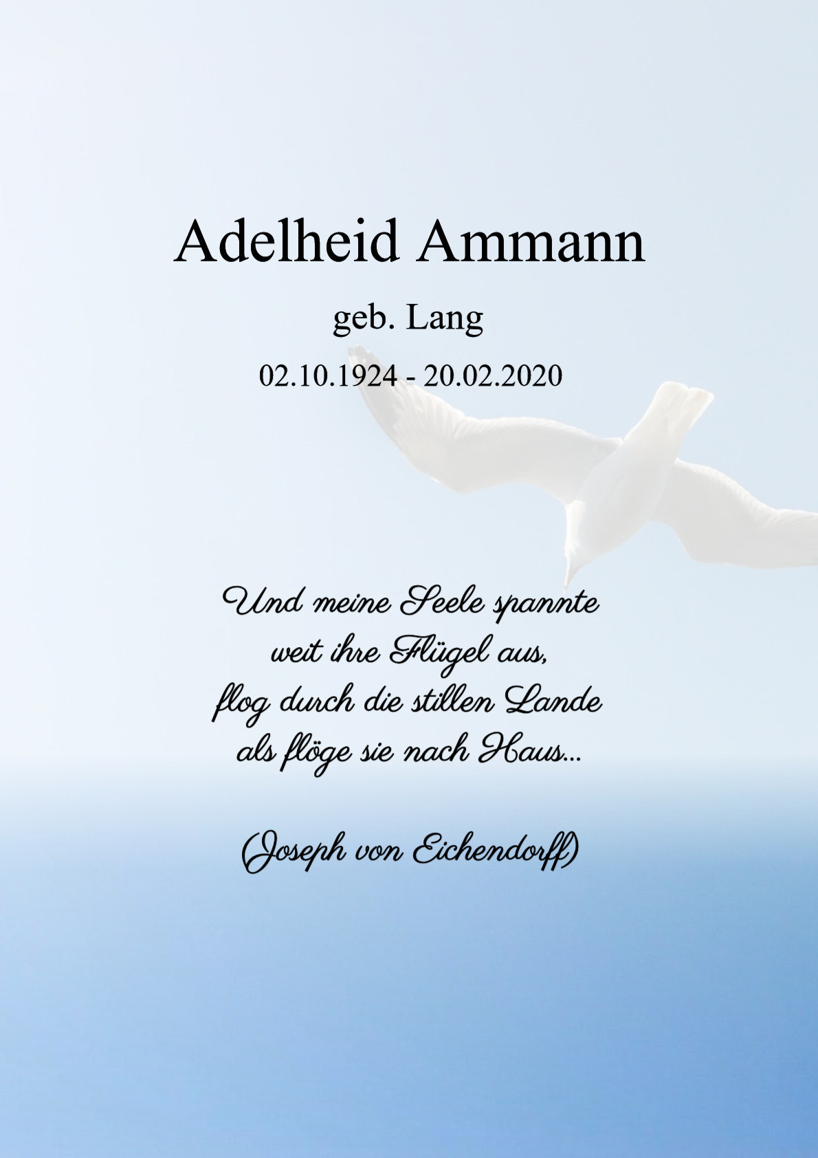 Traueranzeige von Adelheid Ammann