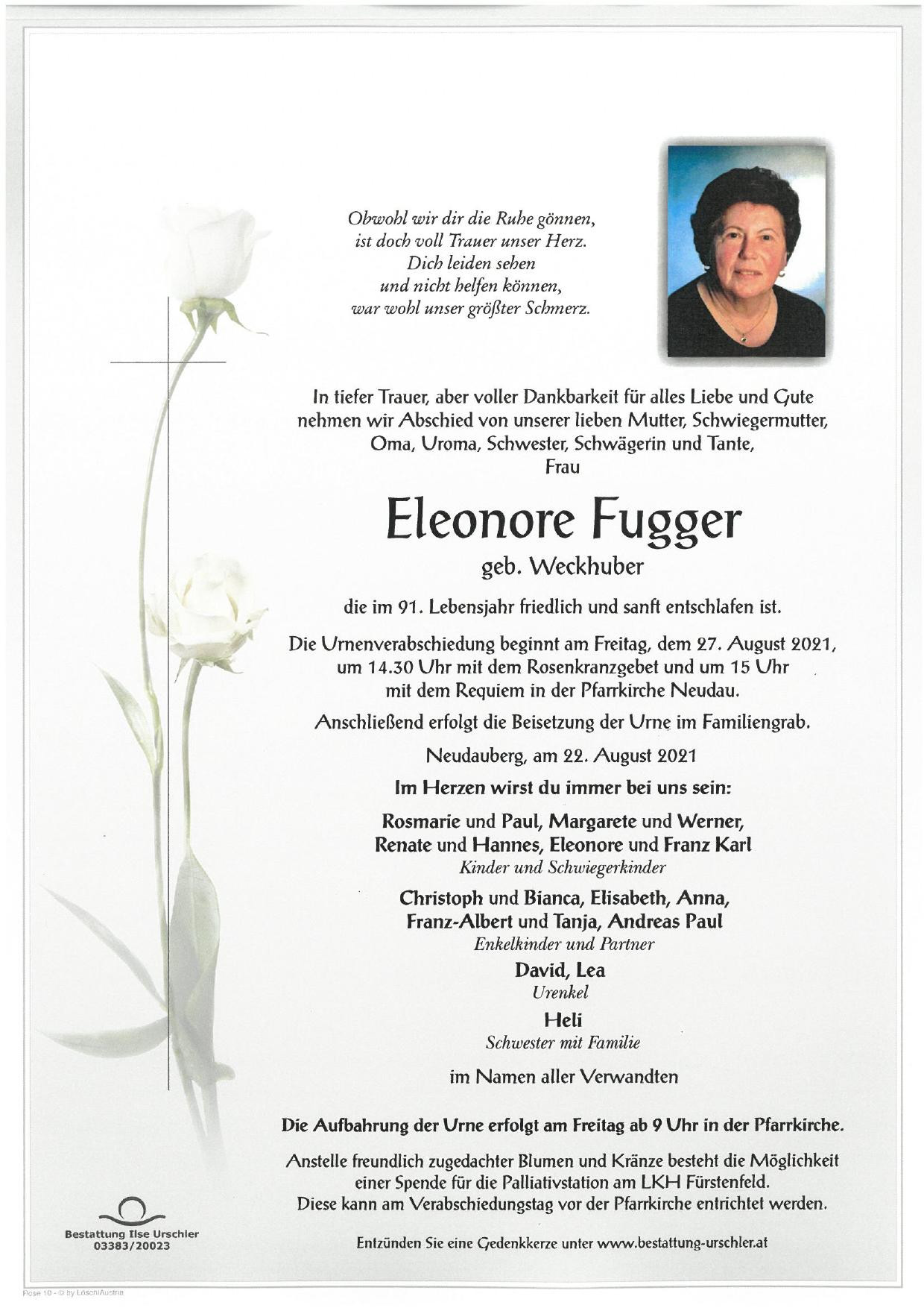 Traueranzeige von Eleonore Fugger