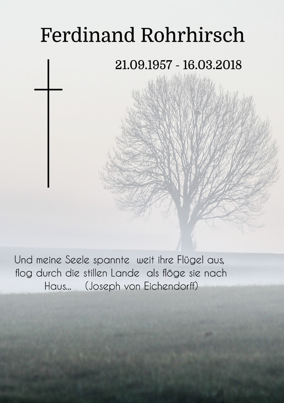 Traueranzeige von Ferdinand Rohrhirsch