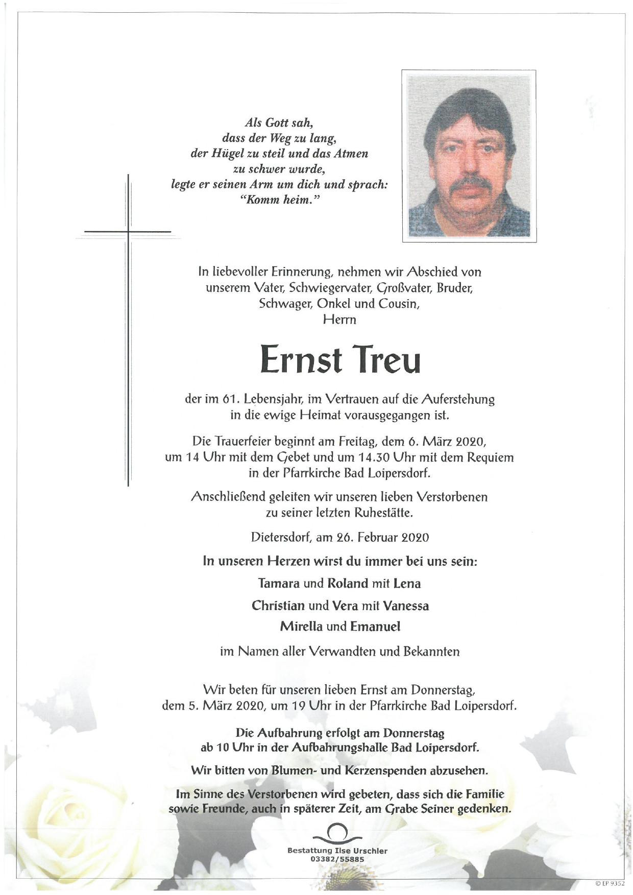 Traueranzeige von Ernst Treu